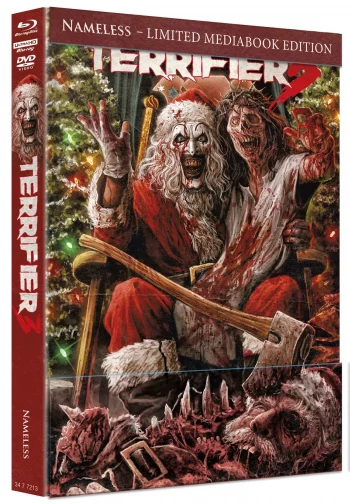 TERRIFIER 3 - MEDIABOOK - COVER B - Santa - 3 DISC EDITION UHD/BD/DVD INKL. KOTZTÜTE & POSTER 1A